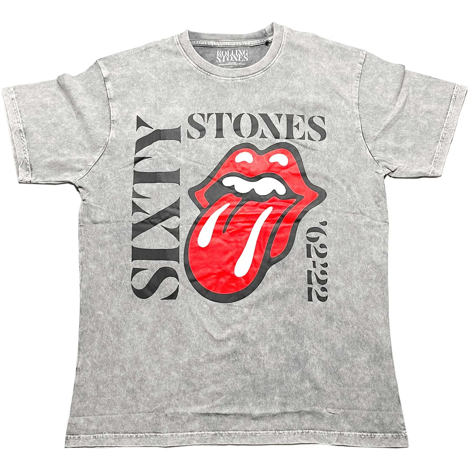 The Rolling Stones - Unisex T-Shirt Sixty Vertical Overbleached Dye Wash artwork