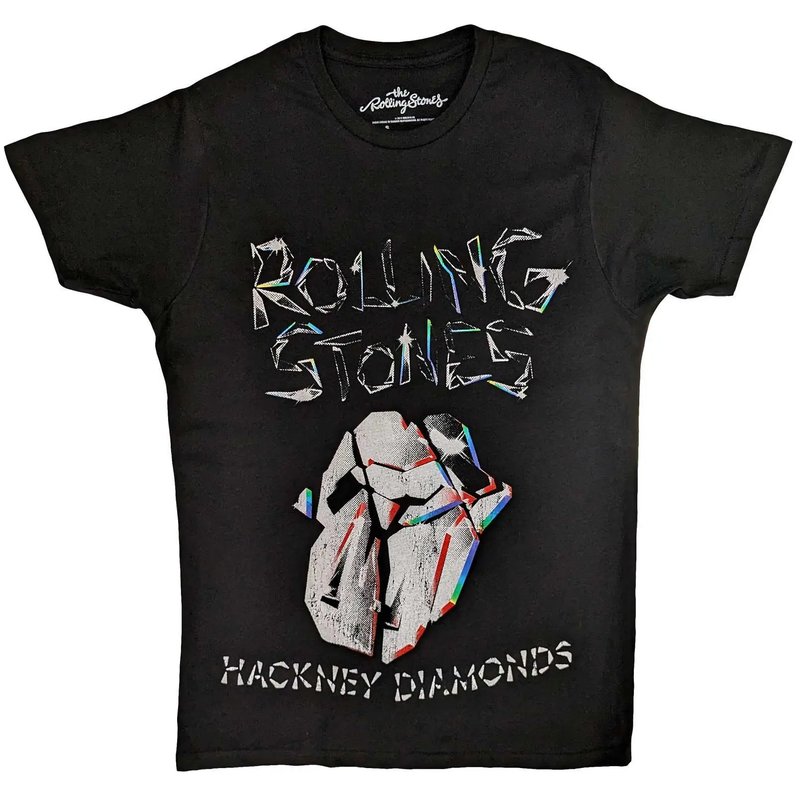 The Rolling Stones - The Rolling Stones Unisex T-Shirt: Hackney Diamonds Faded Logo  Hackney Diamonds Faded Logo Short Sleeves artwork