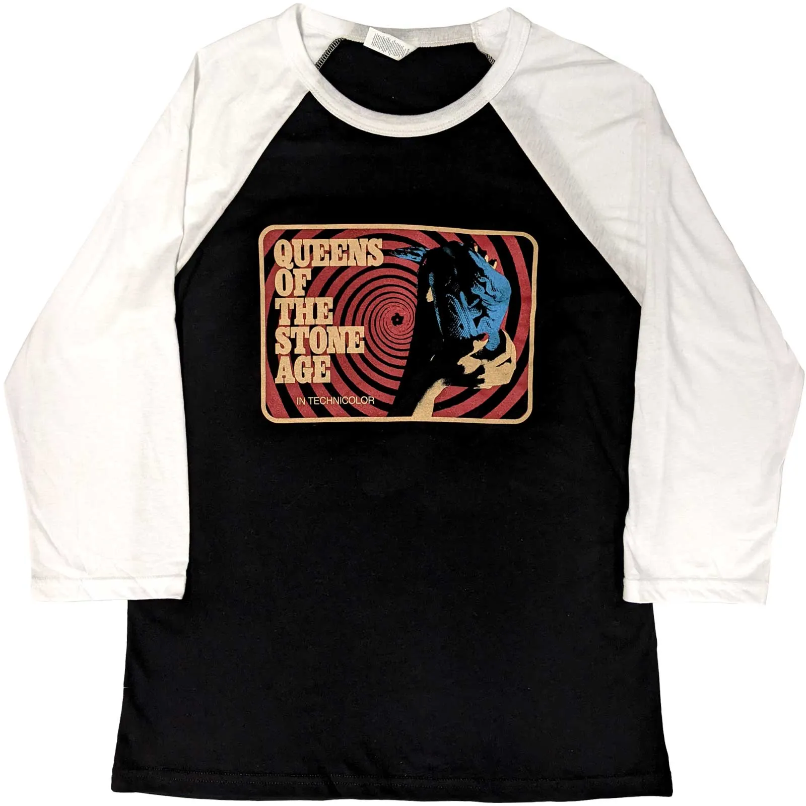 Queens Of The Stone Age - Unisex Raglan T-Shirt In Technicolour artwork
