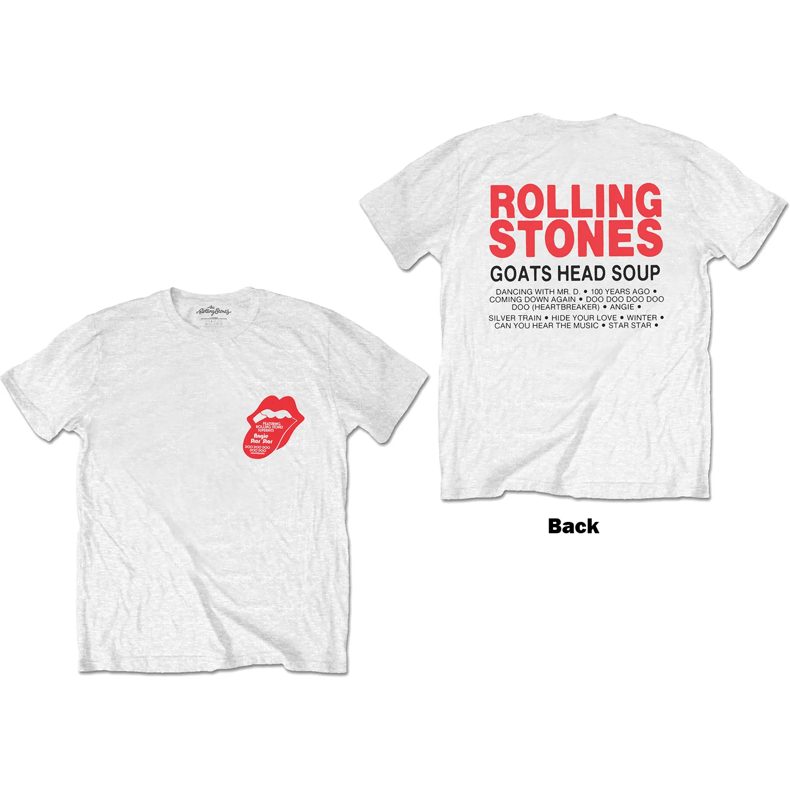 The Rolling Stones - Unisex T-Shirt Goat Head Soup Tracklist Back Print artwork