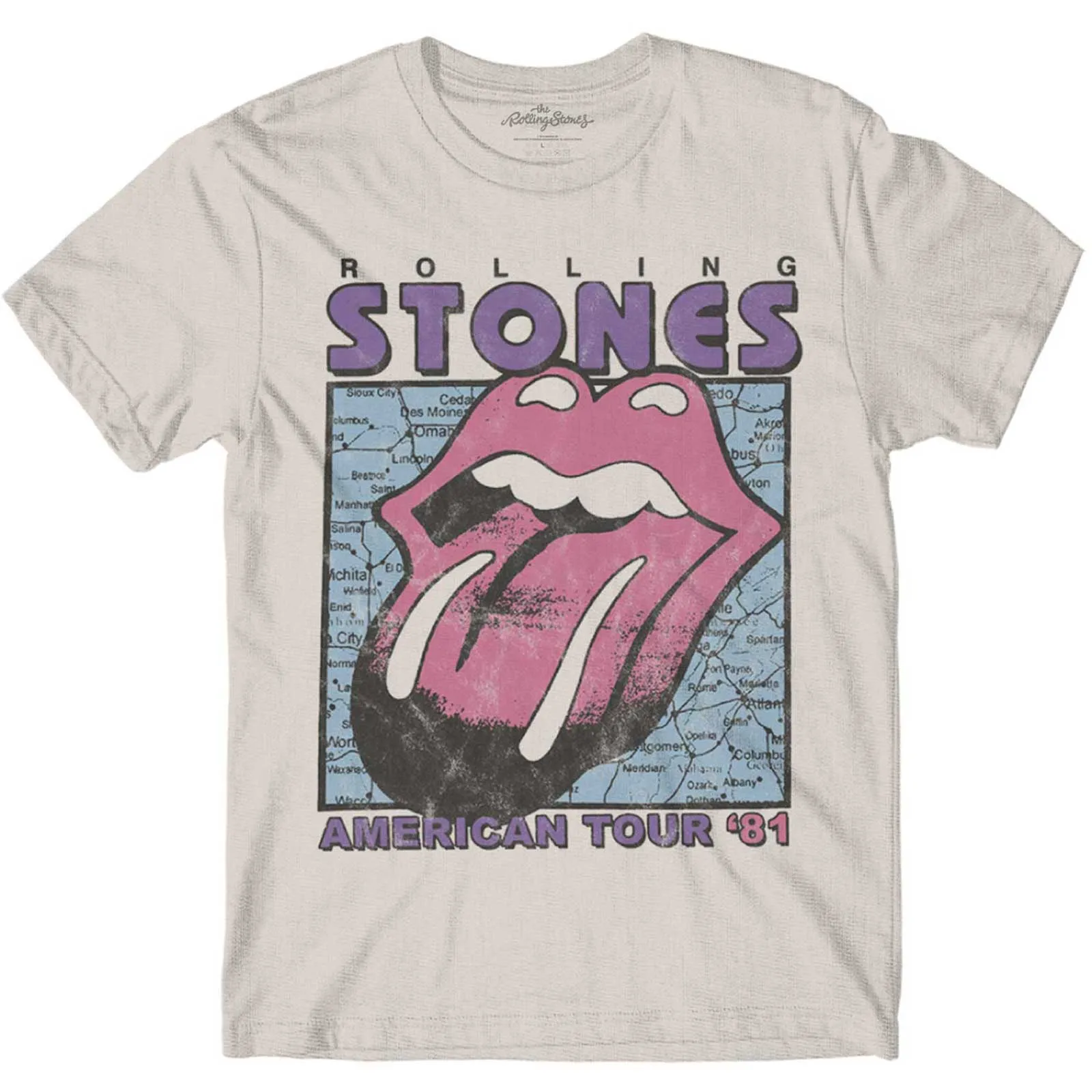 The Rolling Stones - Unisex T-Shirt American Tour Map artwork