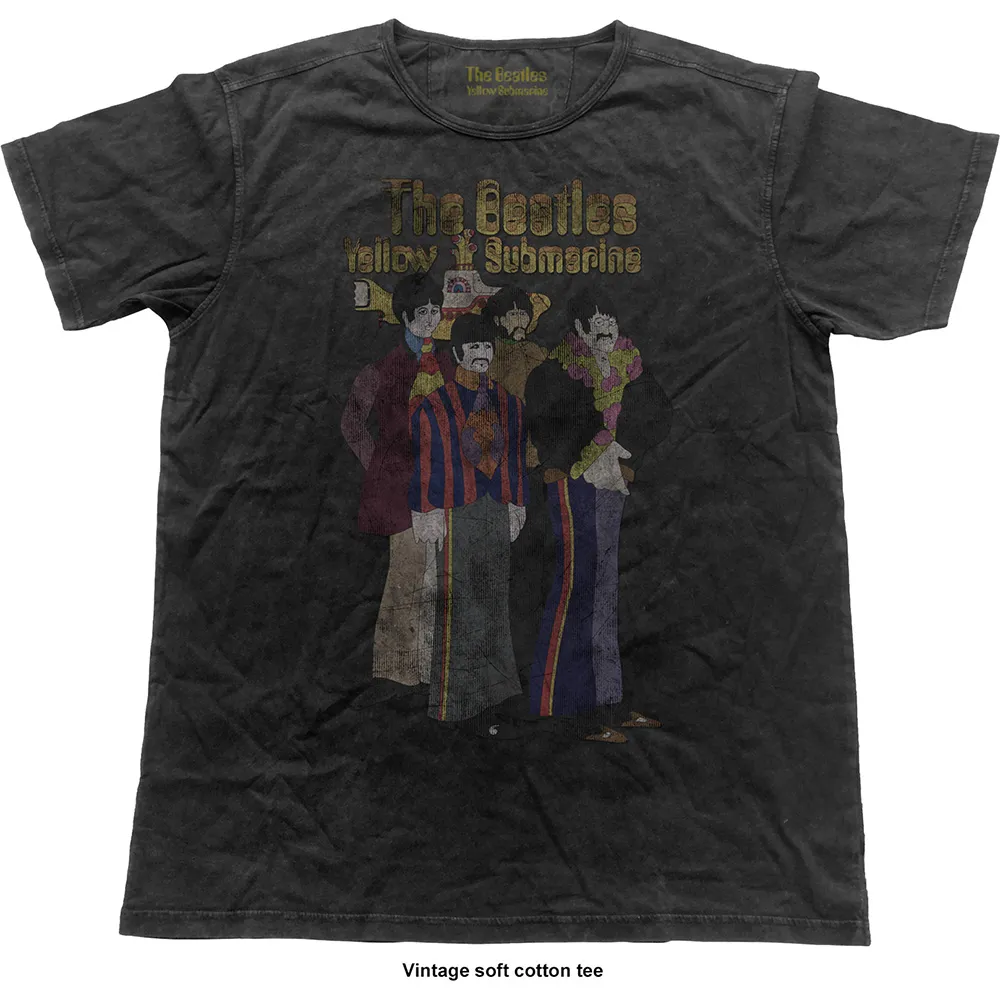 The Beatles - Unisex Vintage T-Shirt Yellow Submarine Band artwork
