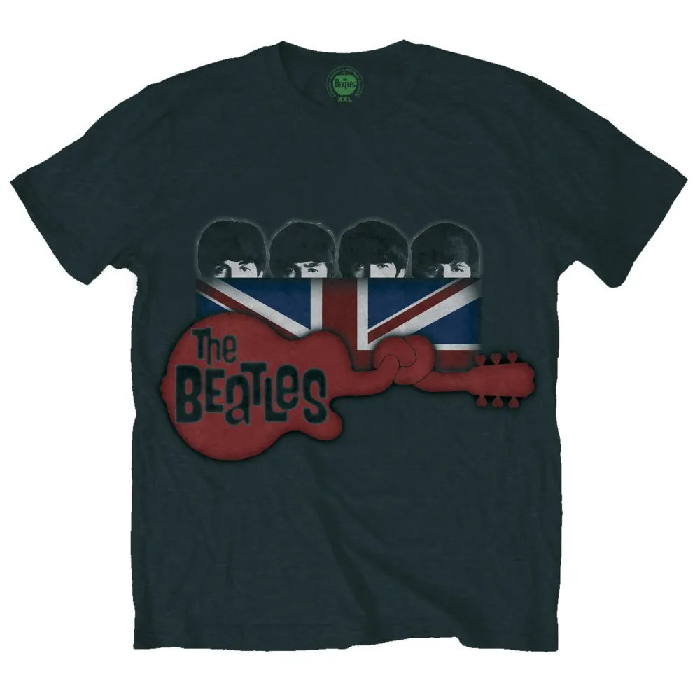 The Beatles - Unisex T-Shirt Guitar & Flag artwork