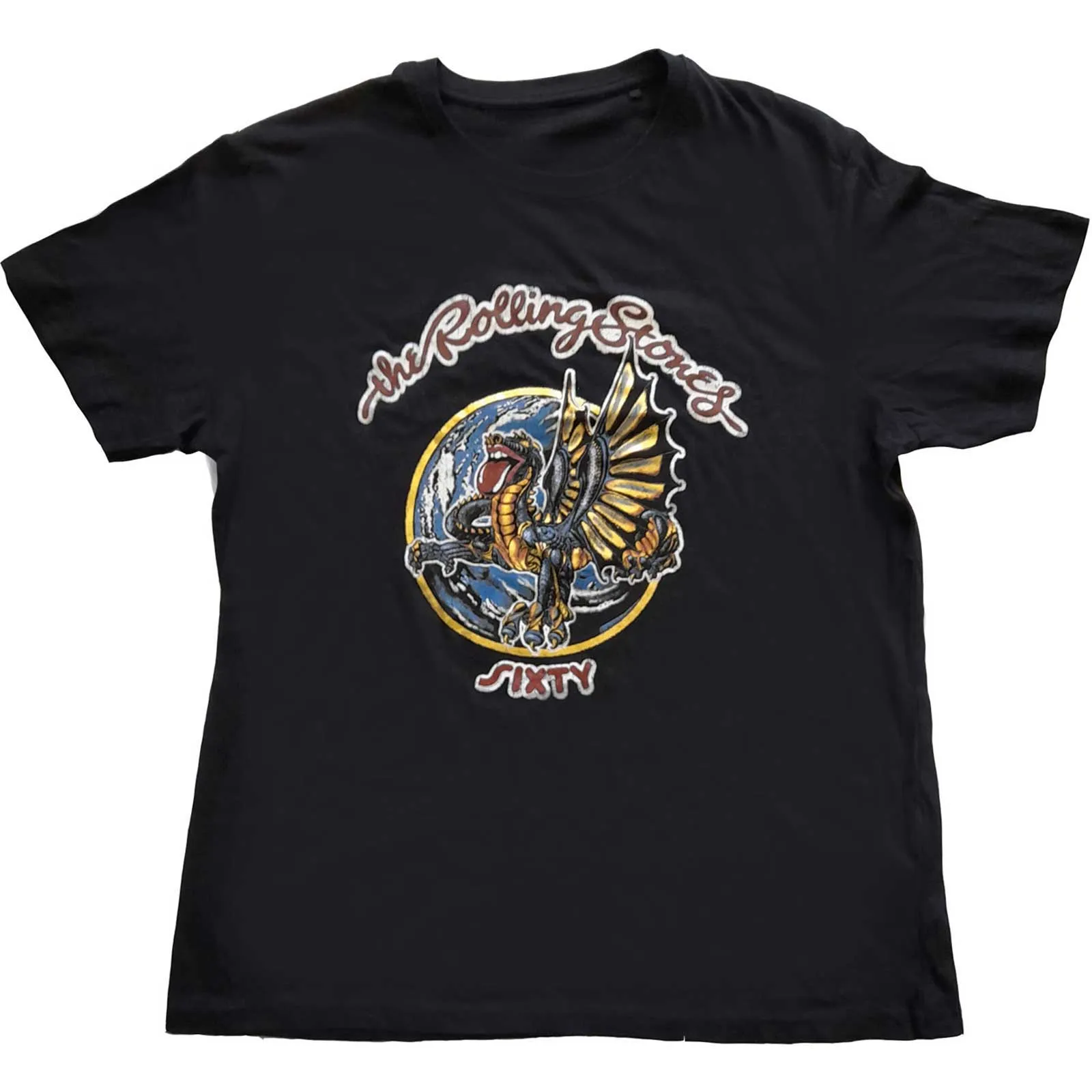 The Rolling Stones - Unisex T-Shirt Sixty Dragon Globe Foiled artwork
