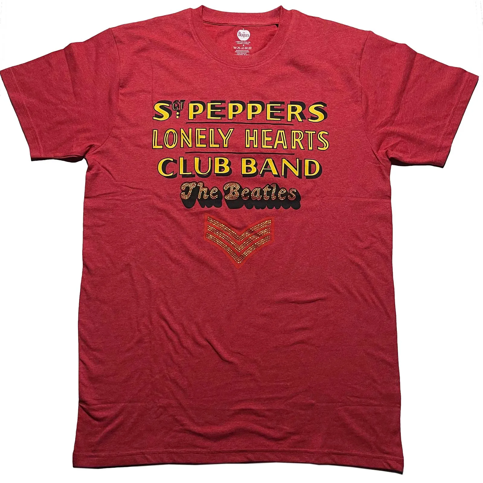 The Beatles - Unisex Embellished T-Shirt Sgt Pepper Stacked Diamante, Embellished, Crystals, Rhinestones artwork