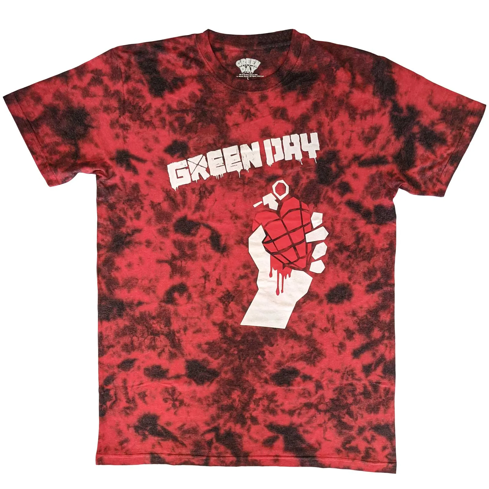 Green Day - Unisex T-Shirt American Idiot Dye Wash, Jumbo Print artwork