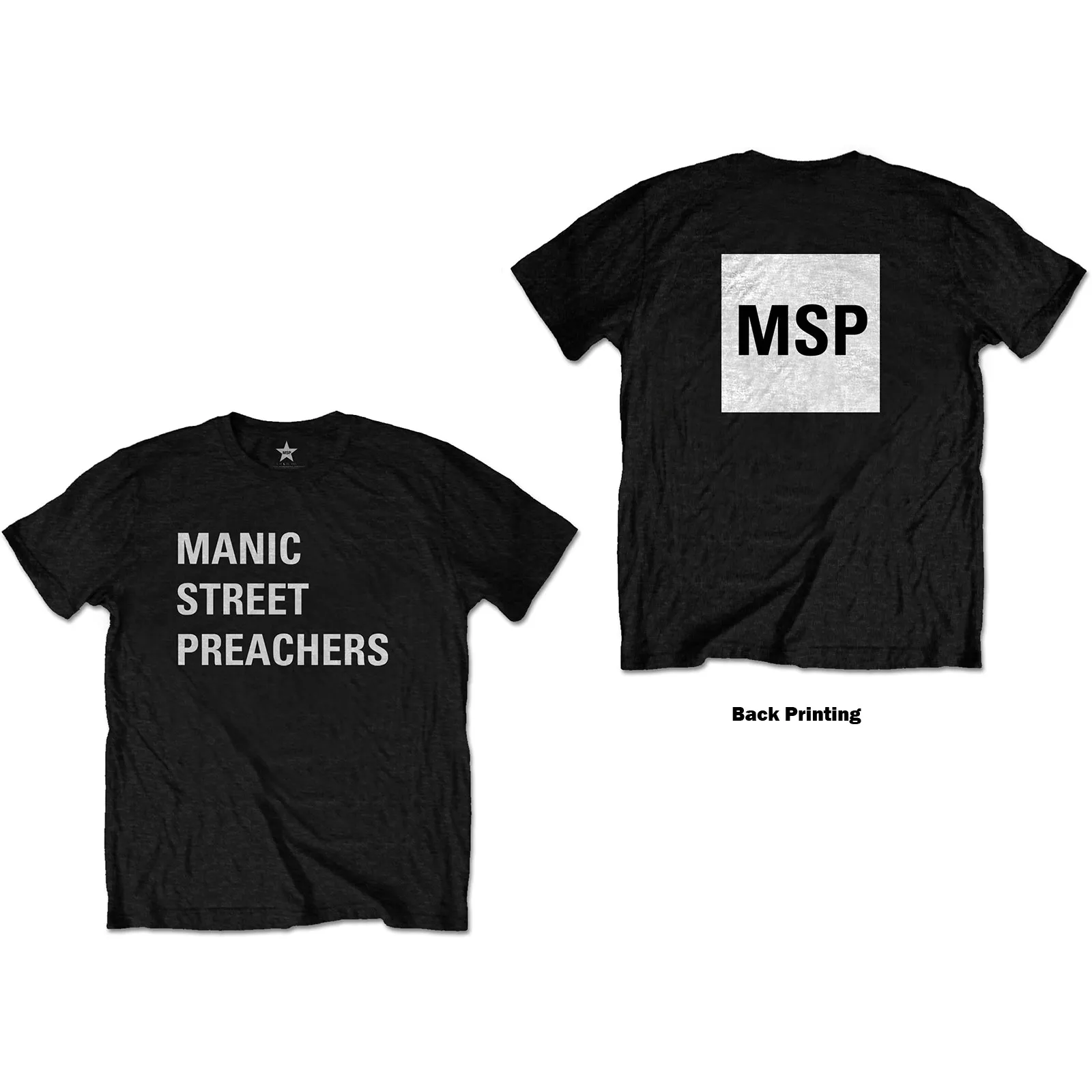 Manic Street Preachers - Unisex T-Shirt Block Logo Back Print artwork