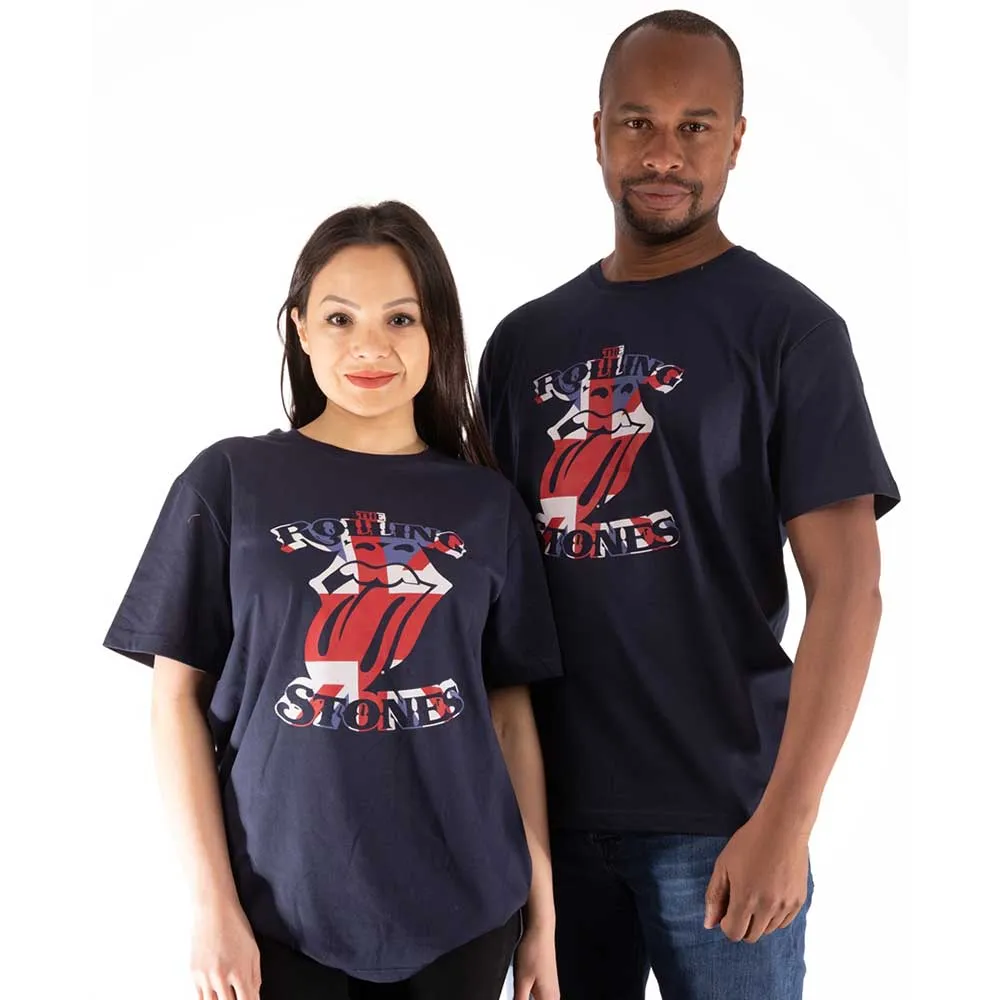 The Rolling Stones - Unisex T-Shirt British Flag Tongue artwork