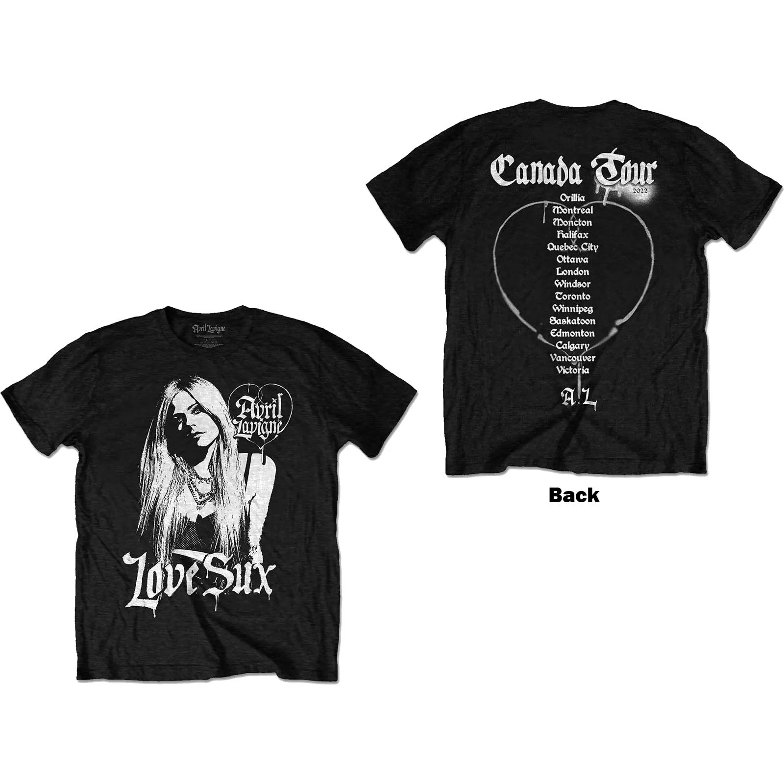 Avril Lavigne - Unisex T-Shirt Love Sux Back Print artwork