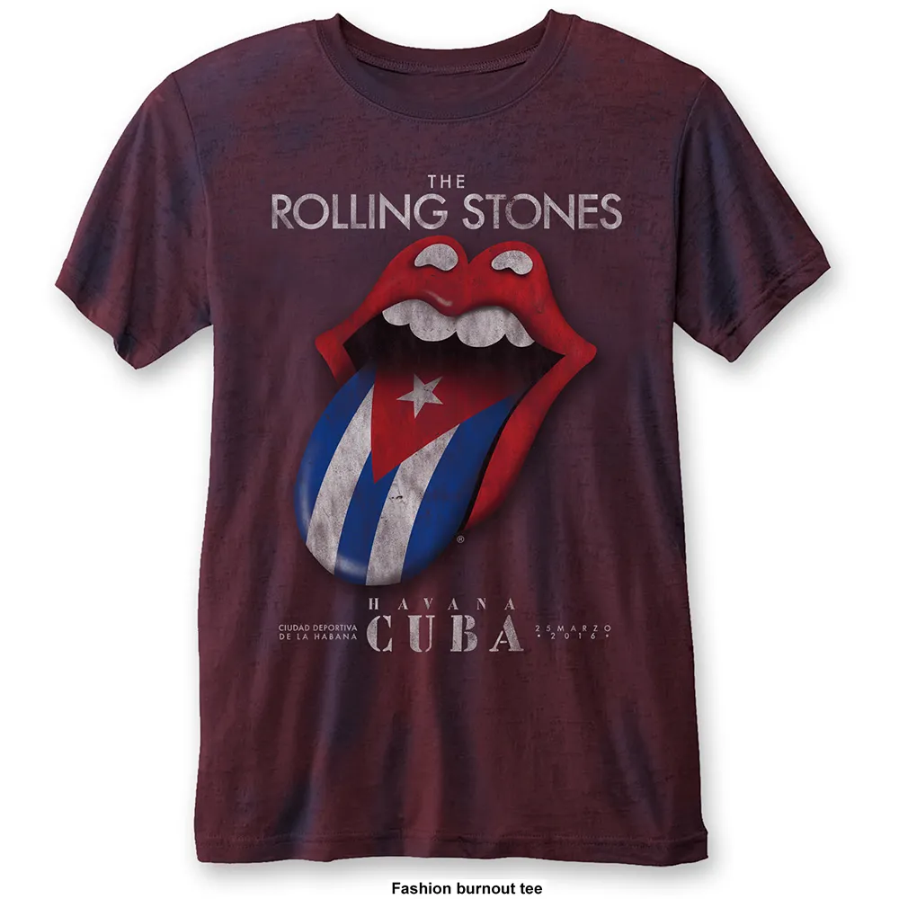 The Rolling Stones - Unisex T-Shirt Havana Cuba Burnout artwork