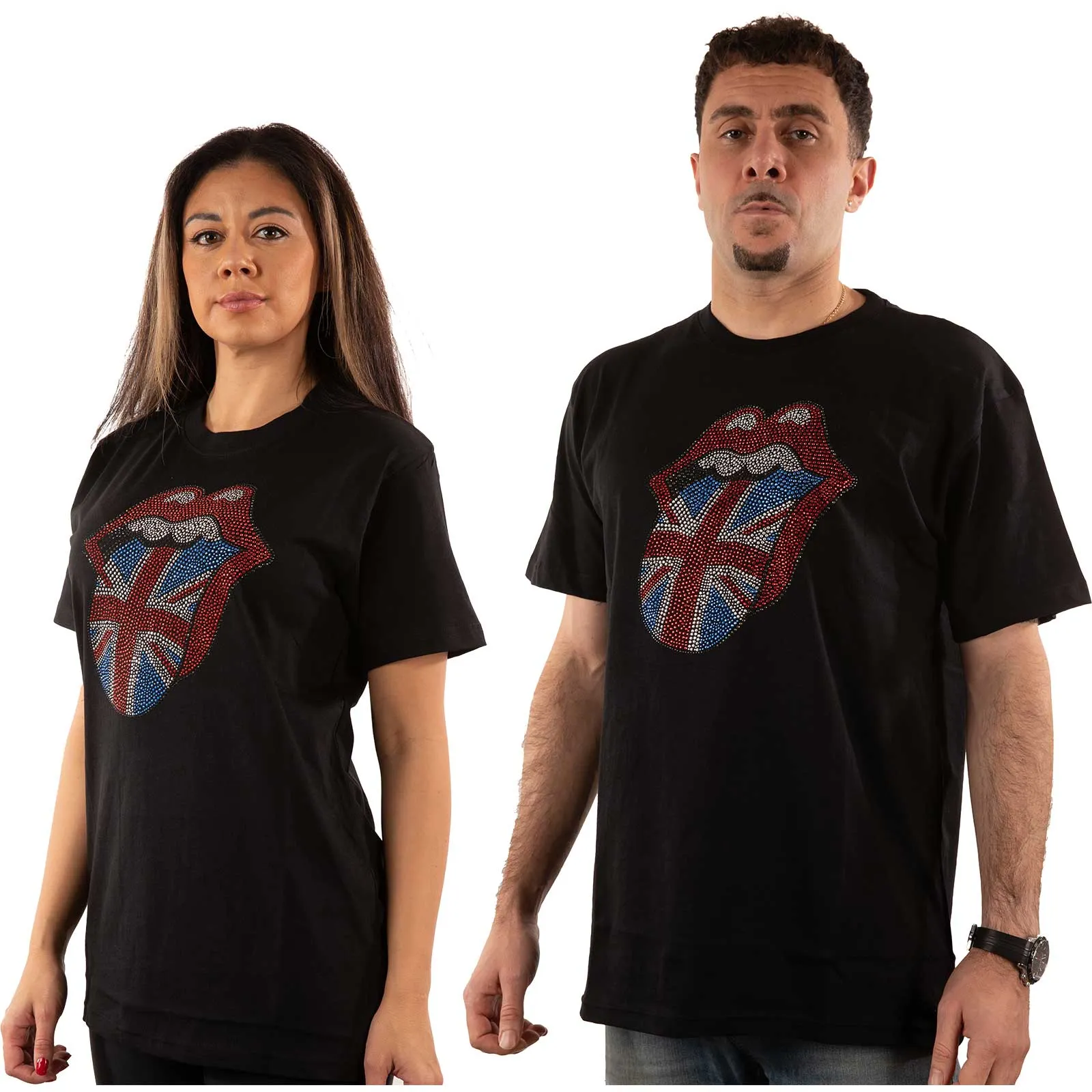 The Rolling Stones - Unisex Embellished T-Shirt Classic UK Diamante, Embellished, Crystals, Rhinestones artwork