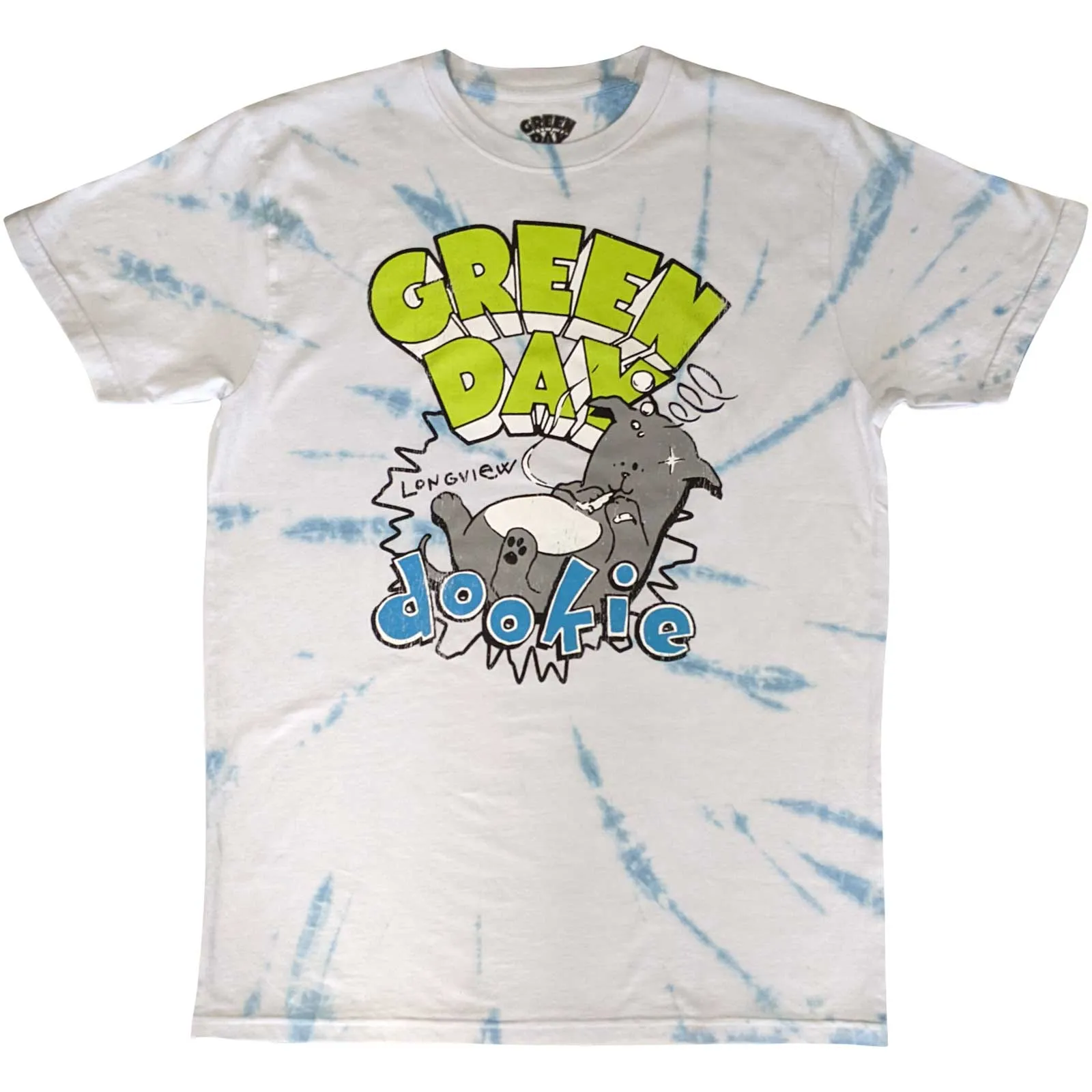 Green Day - Unisex T-Shirt Dookie Longview Dye Wash artwork