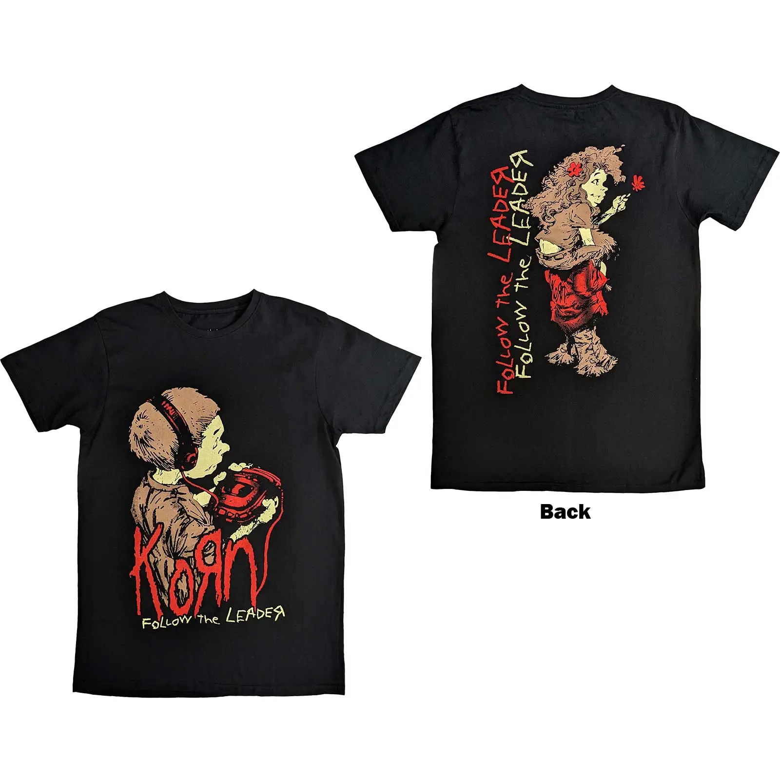 Korn - Korn Unisex T-Shirt: Follow The Leader (Back Print)  Follow The Leader Short Sleeves artwork