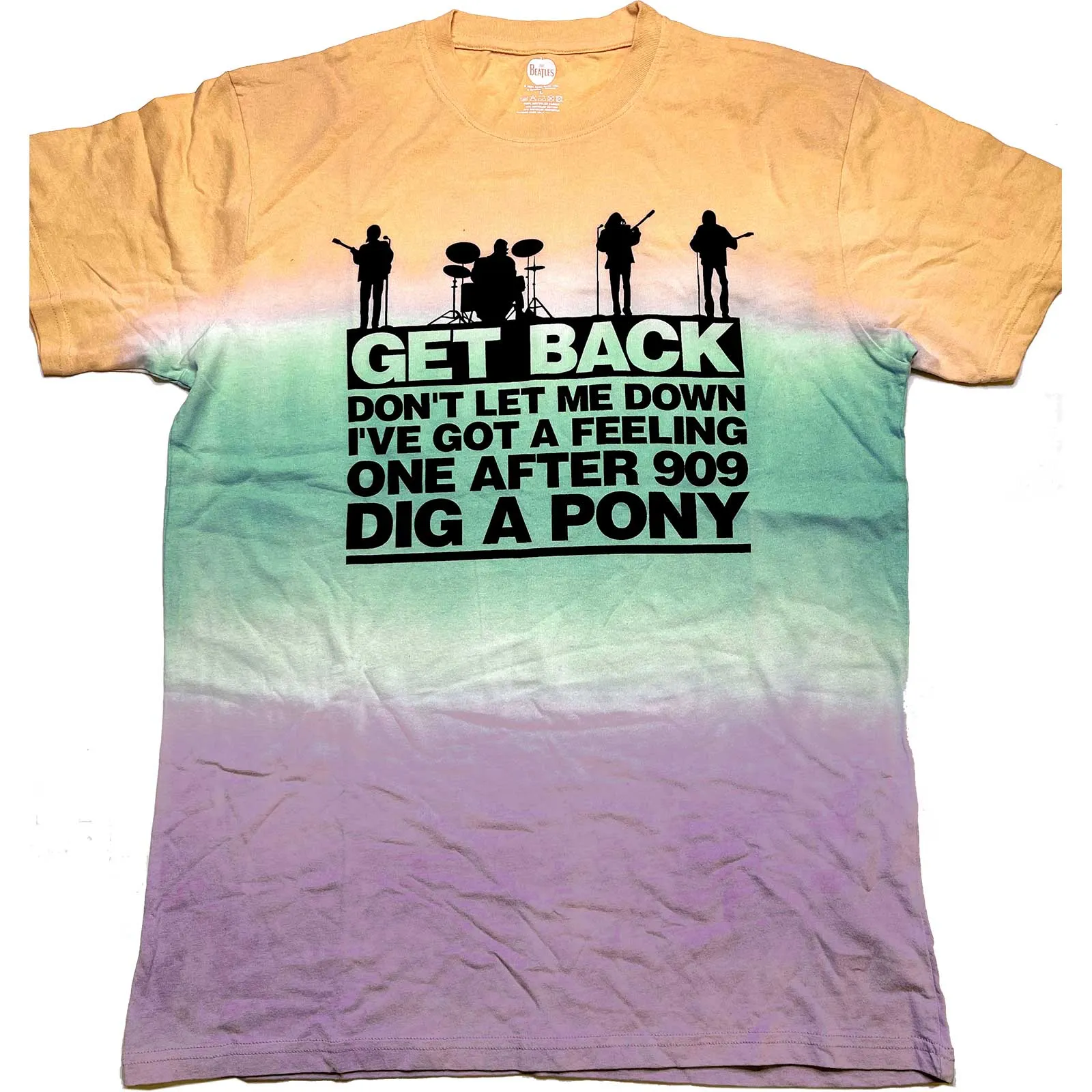 The Beatles - Unisex T-Shirt Get Back Gradient Dip Dye, Dye Wash artwork