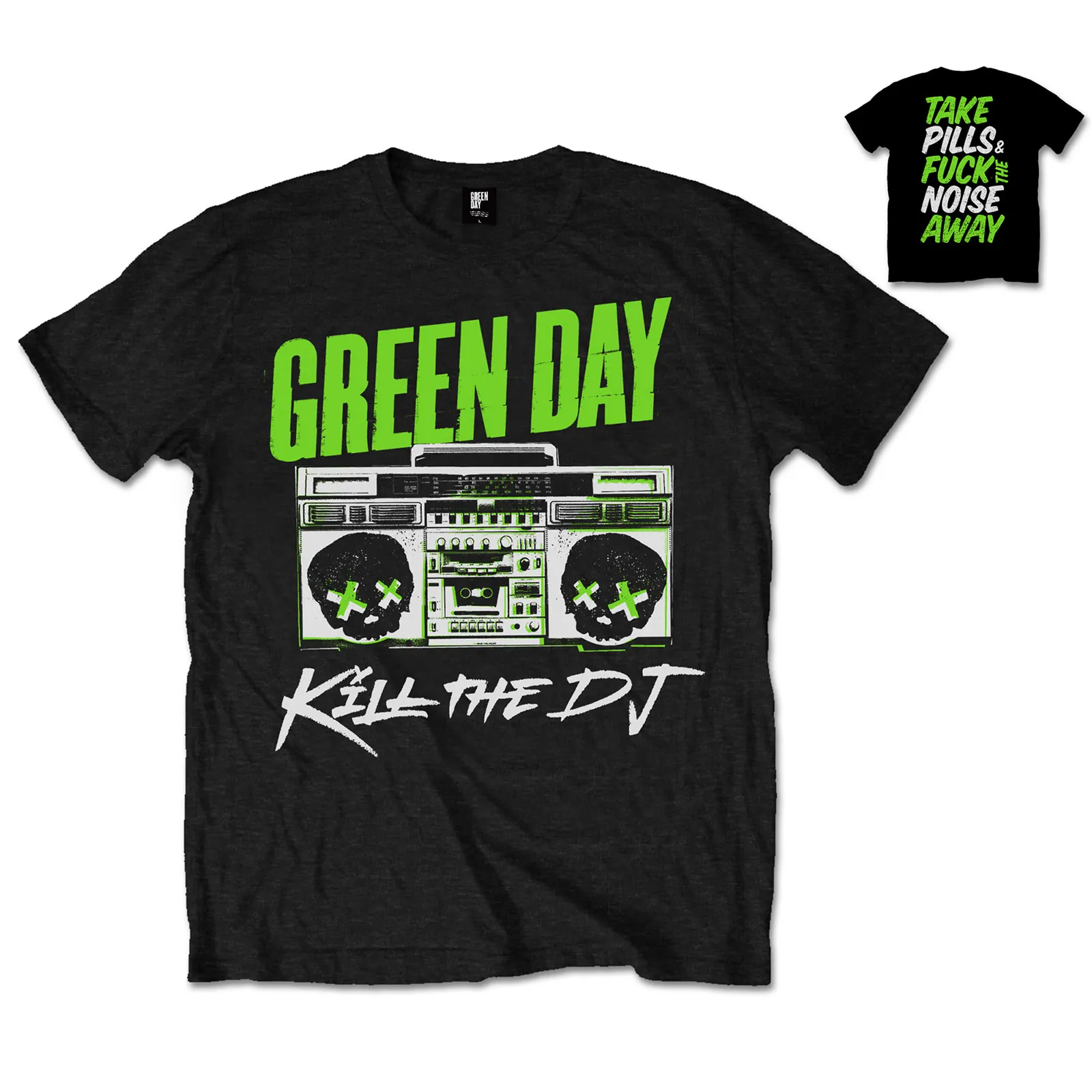 Green Day - Unisex T-Shirt Kill the DJ Back Print artwork