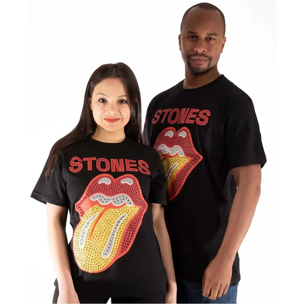 The Rolling Stones - Unisex Embellished T-Shirt Dia Tongue Diamante, Embellished, Crystals, Rhinestones artwork
