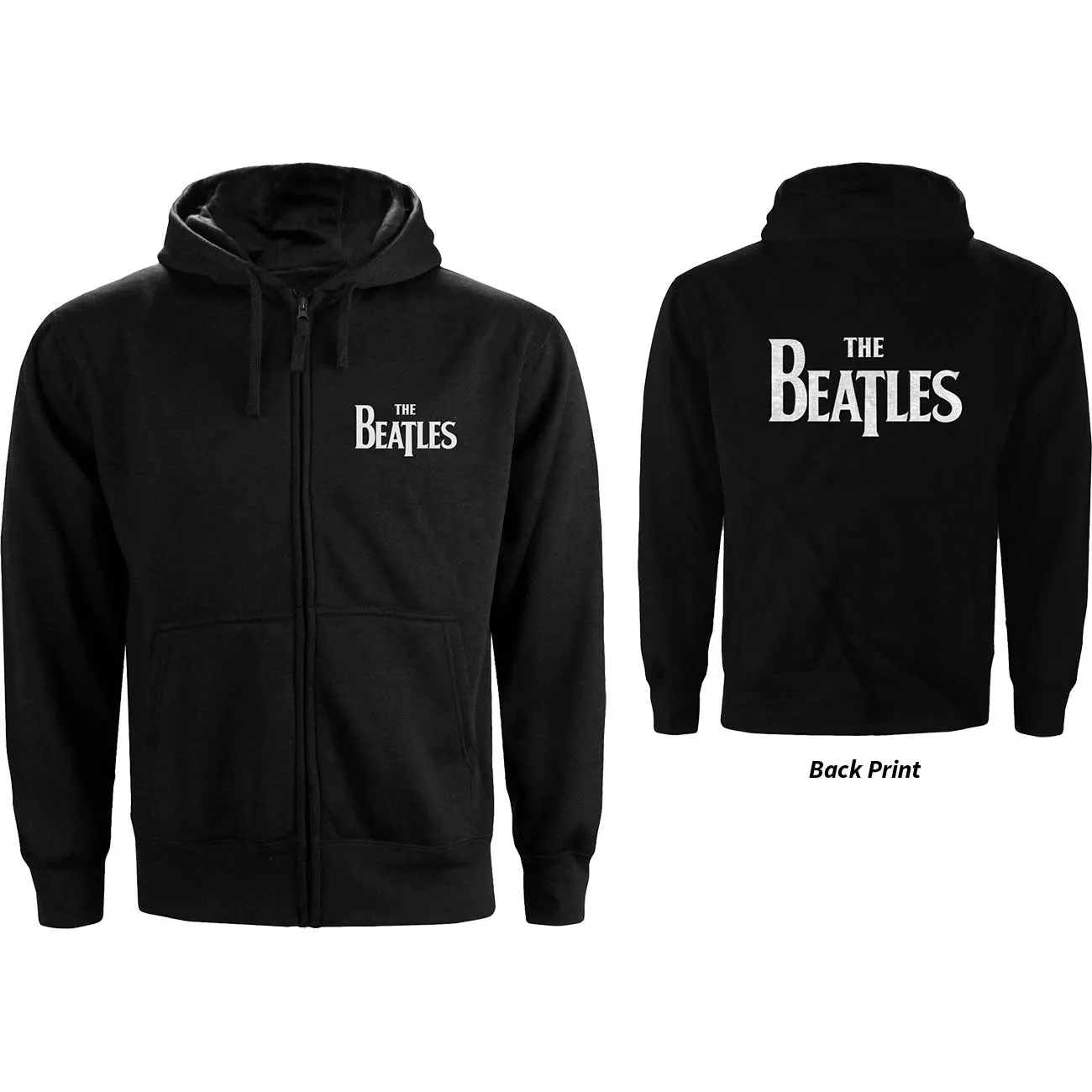 The Beatles - Unisex Zipped Hoodie Drop T Logo Back Print artwork