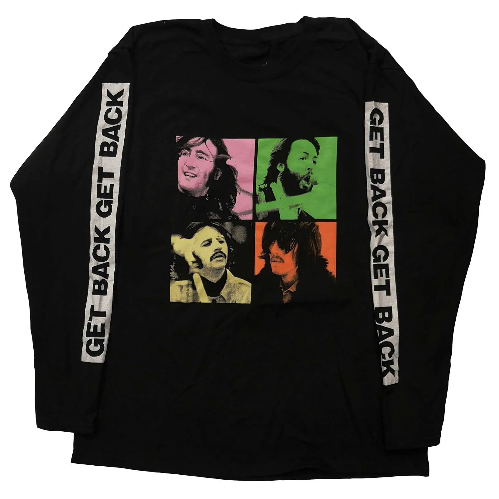 The Beatles - Unisex Long Sleeve T-Shirt Get Back Studio Shots Sleeve Print artwork