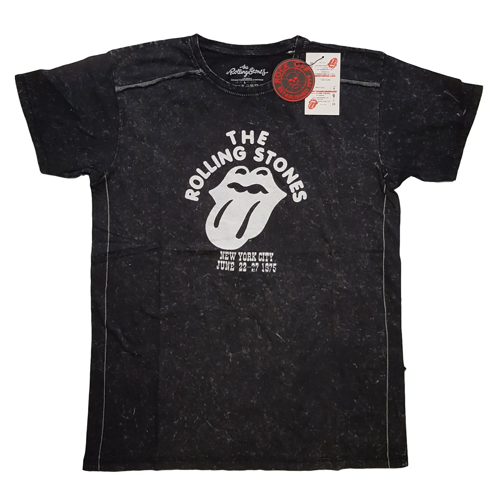 The Rolling Stones - Unisex T-Shirt NYC '75 Snow Wash, Dye Wash artwork