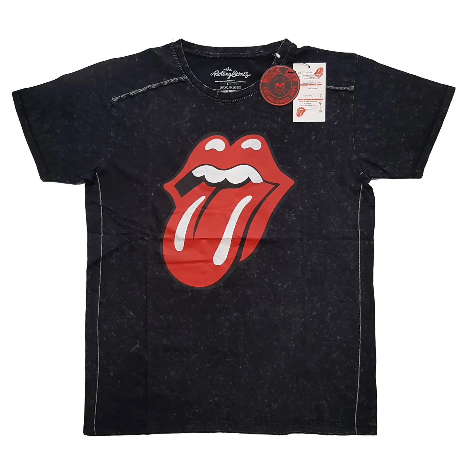 The Rolling Stones - Unisex T-Shirt Classic Tongue Snow Wash, Dye Wash artwork