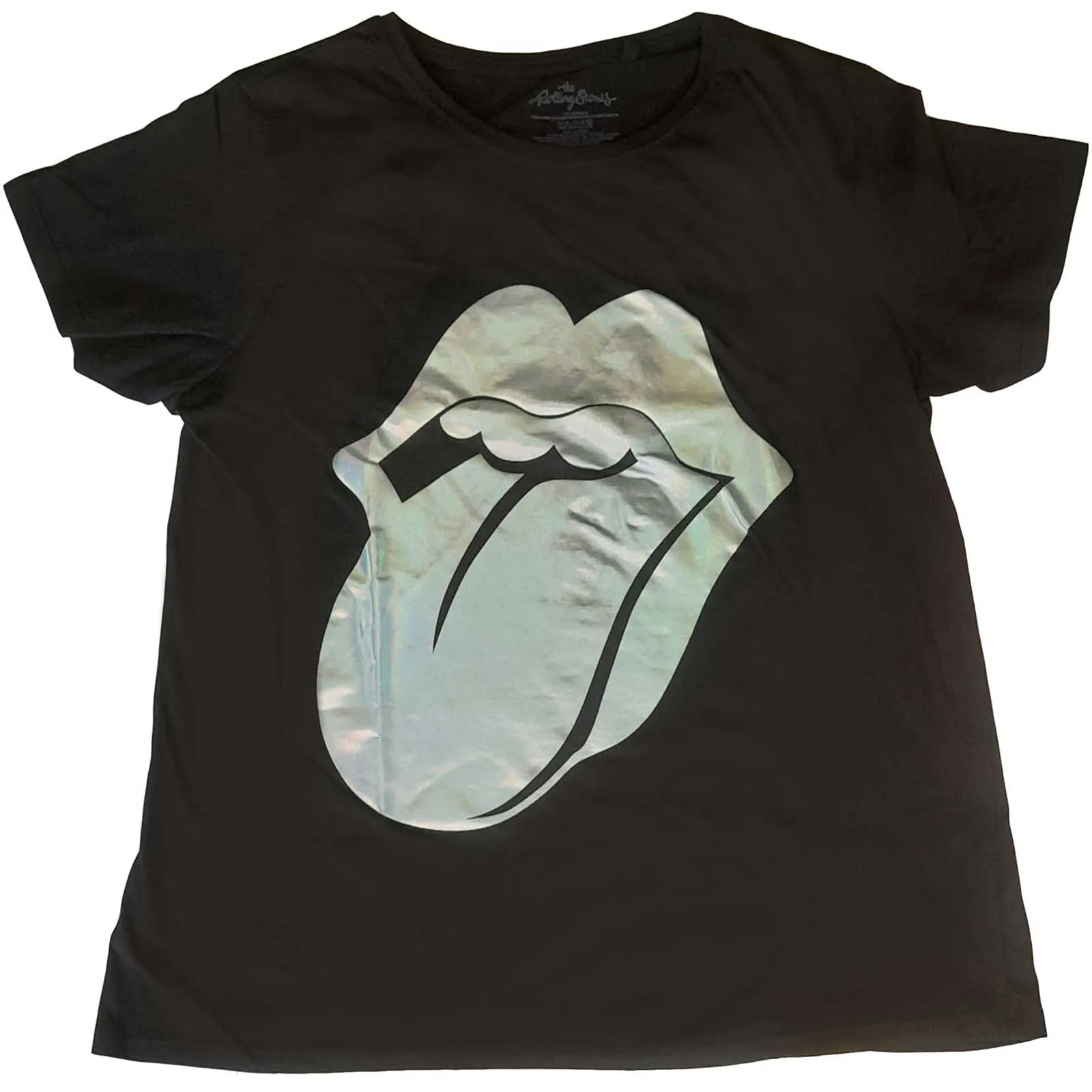 The Rolling Stones - Unisex Embellished T-Shirt Foil Tongue Embellished, Hologram Foil artwork