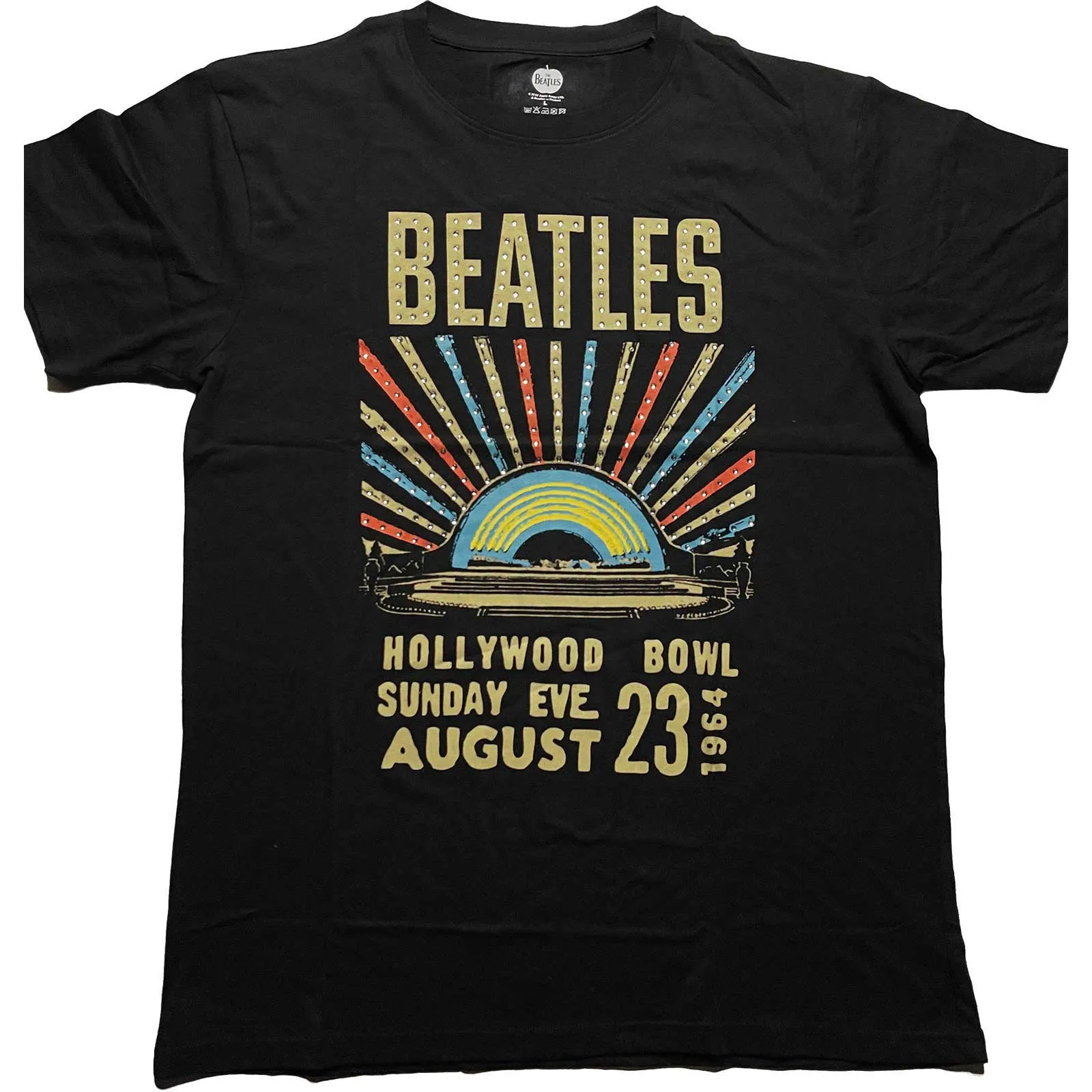 The Beatles - Unisex Embellished T-Shirt Hollywood Bowl Diamante, Embellished, Crystals, Rhinestones artwork