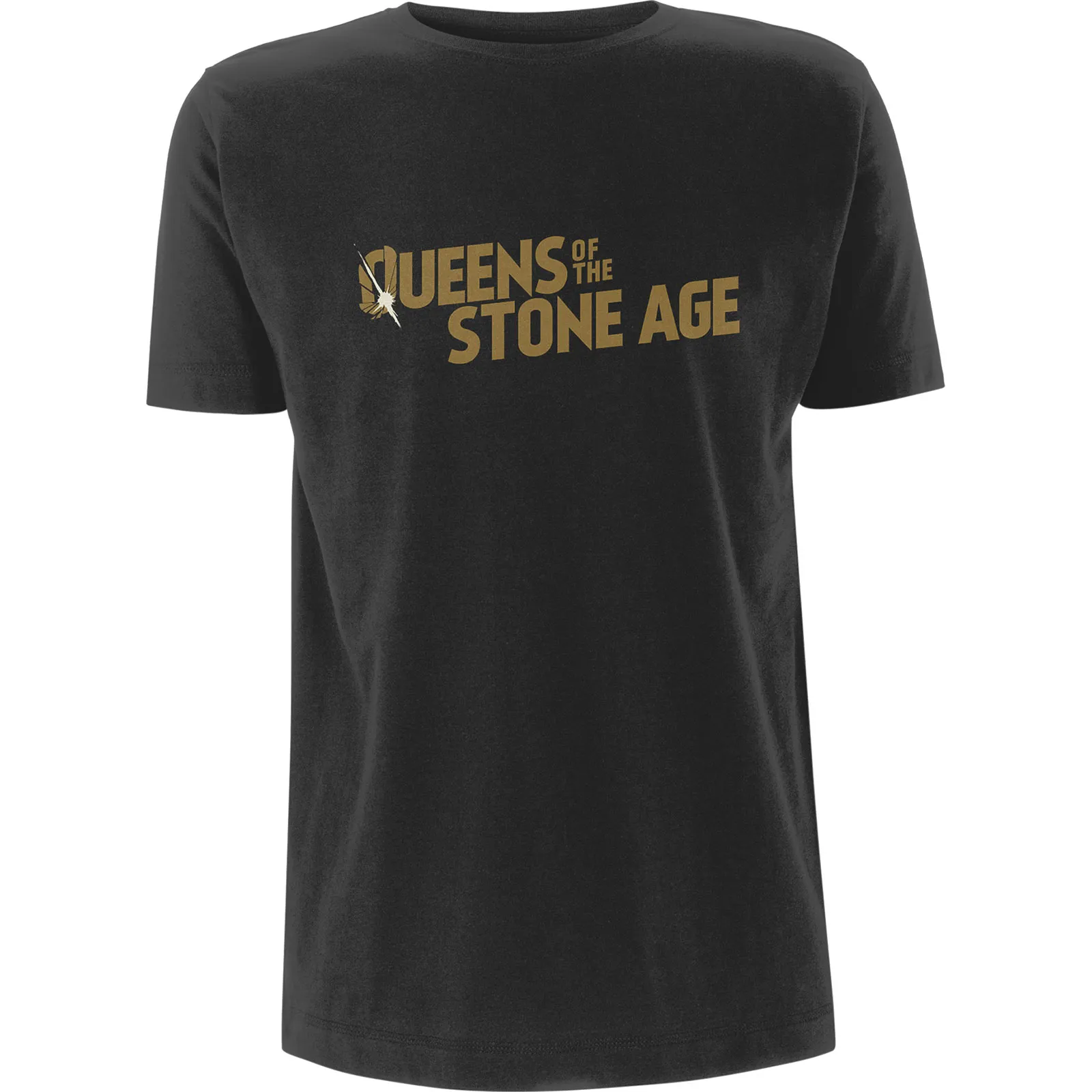 Queens Of The Stone Age - Unisex T-Shirt Metallic Text Logo artwork