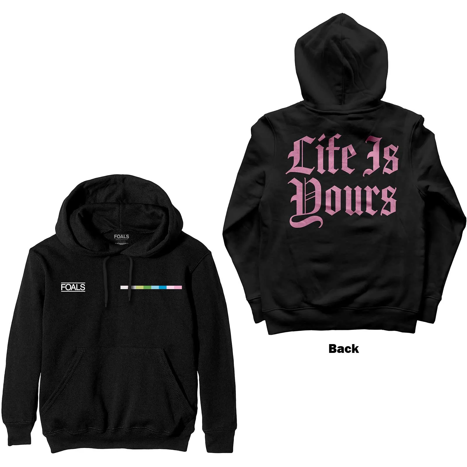 Foals - Unisex Pullover Hoodie Life Is Yours Text Back Print artwork
