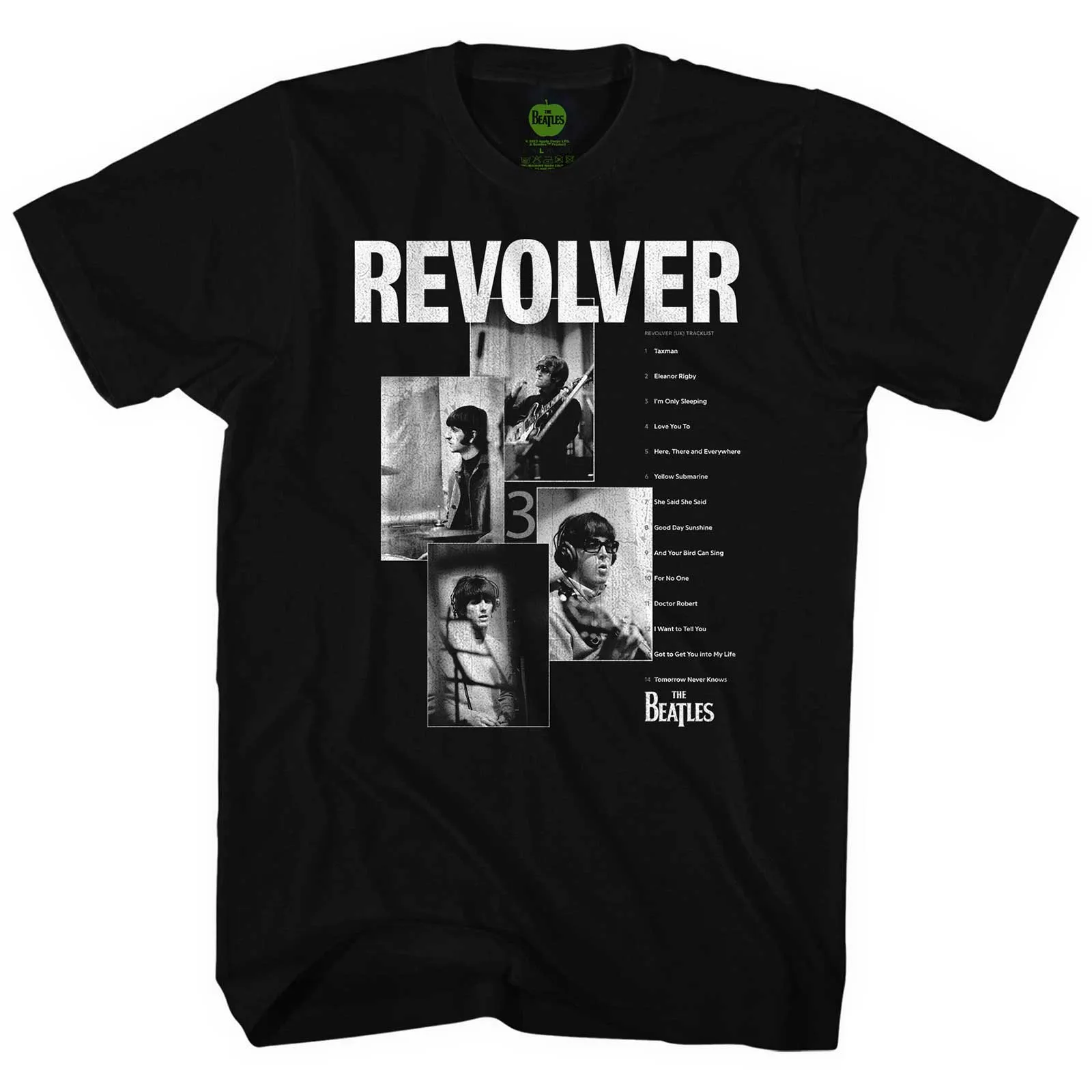 The Beatles - Unisex T-Shirt Revolver Tracklist artwork