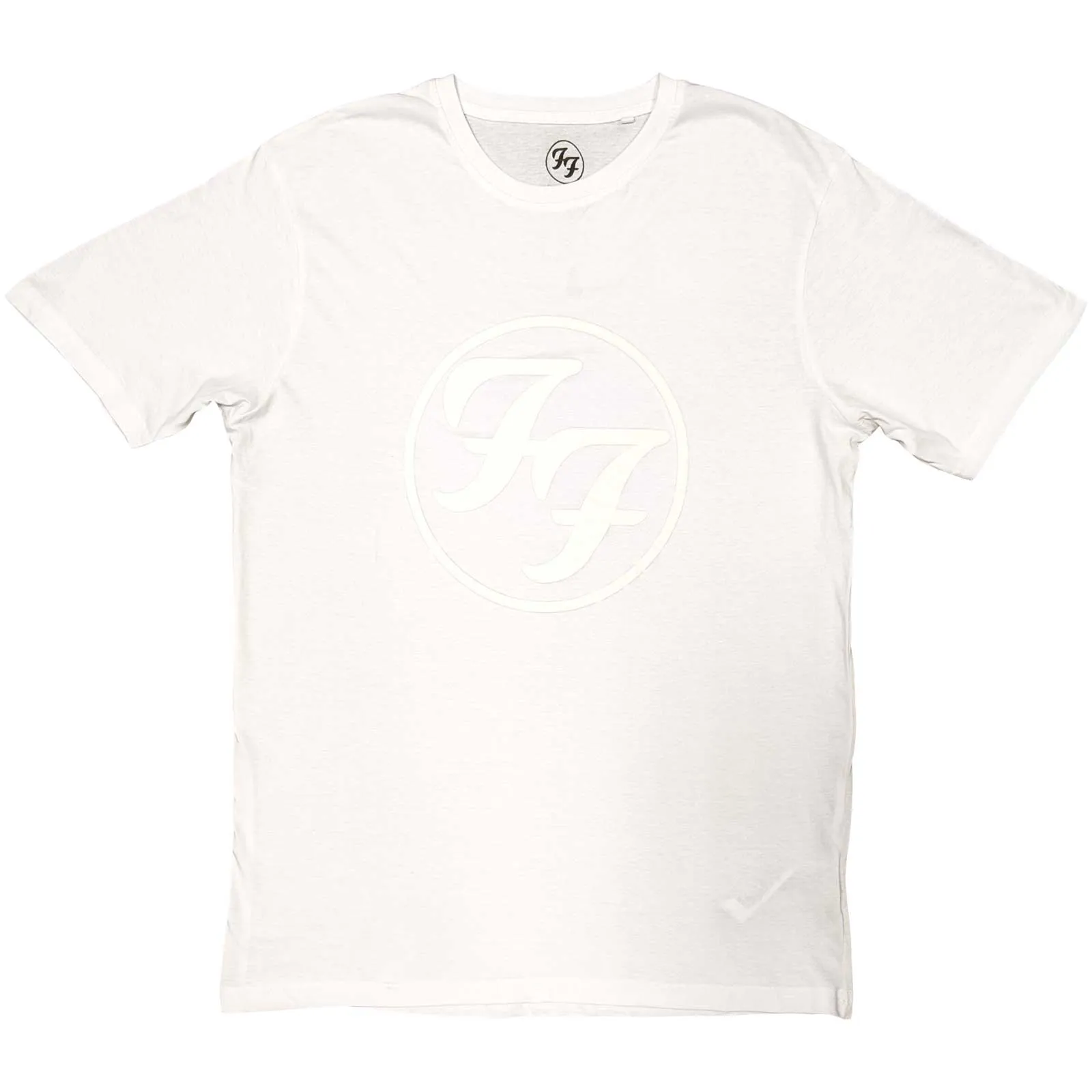 Foo Fighters - Unisex Hi-Build T-Shirt FF Logo Hi-Build, White-On-White artwork