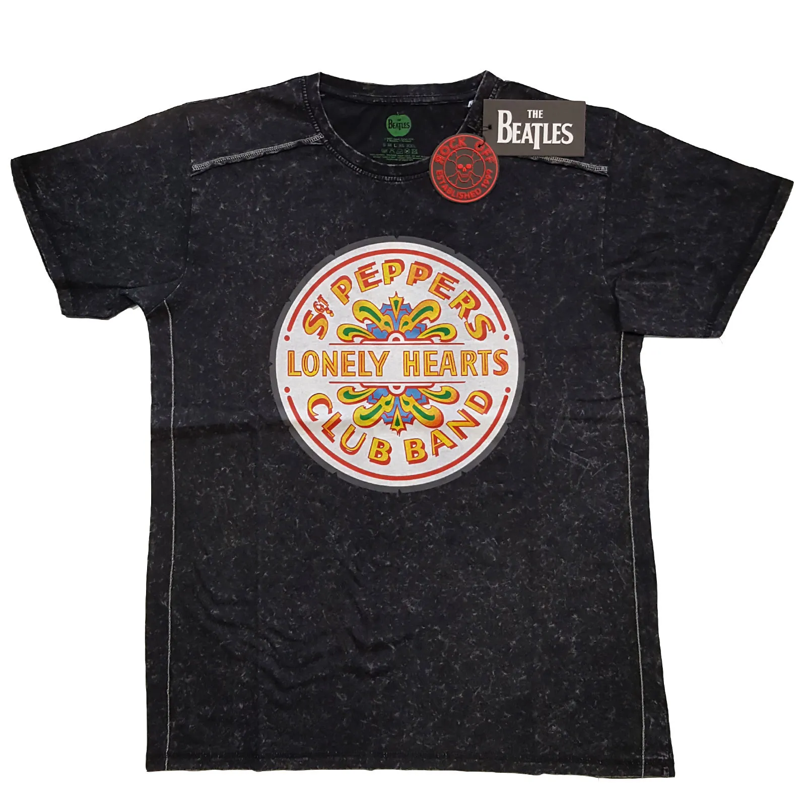 The Beatles - Unisex T-Shirt Sgt Pepper Drum Snow Wash, Dye Wash artwork