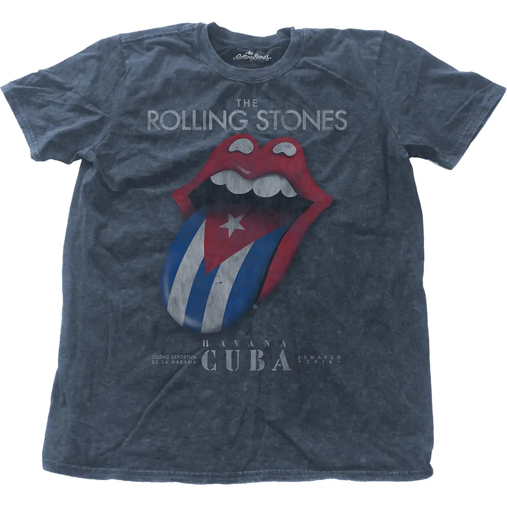 The Rolling Stones - Unisex T-Shirt Havana Cuba Snow Wash, Dye Wash artwork