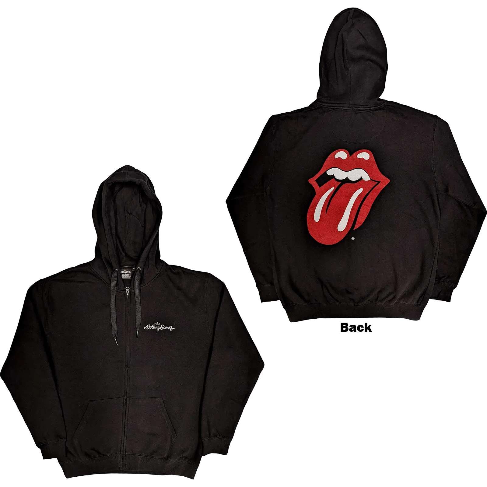 The Rolling Stones - Unisex Zipped Hoodie Logo & Tongue Back Print artwork