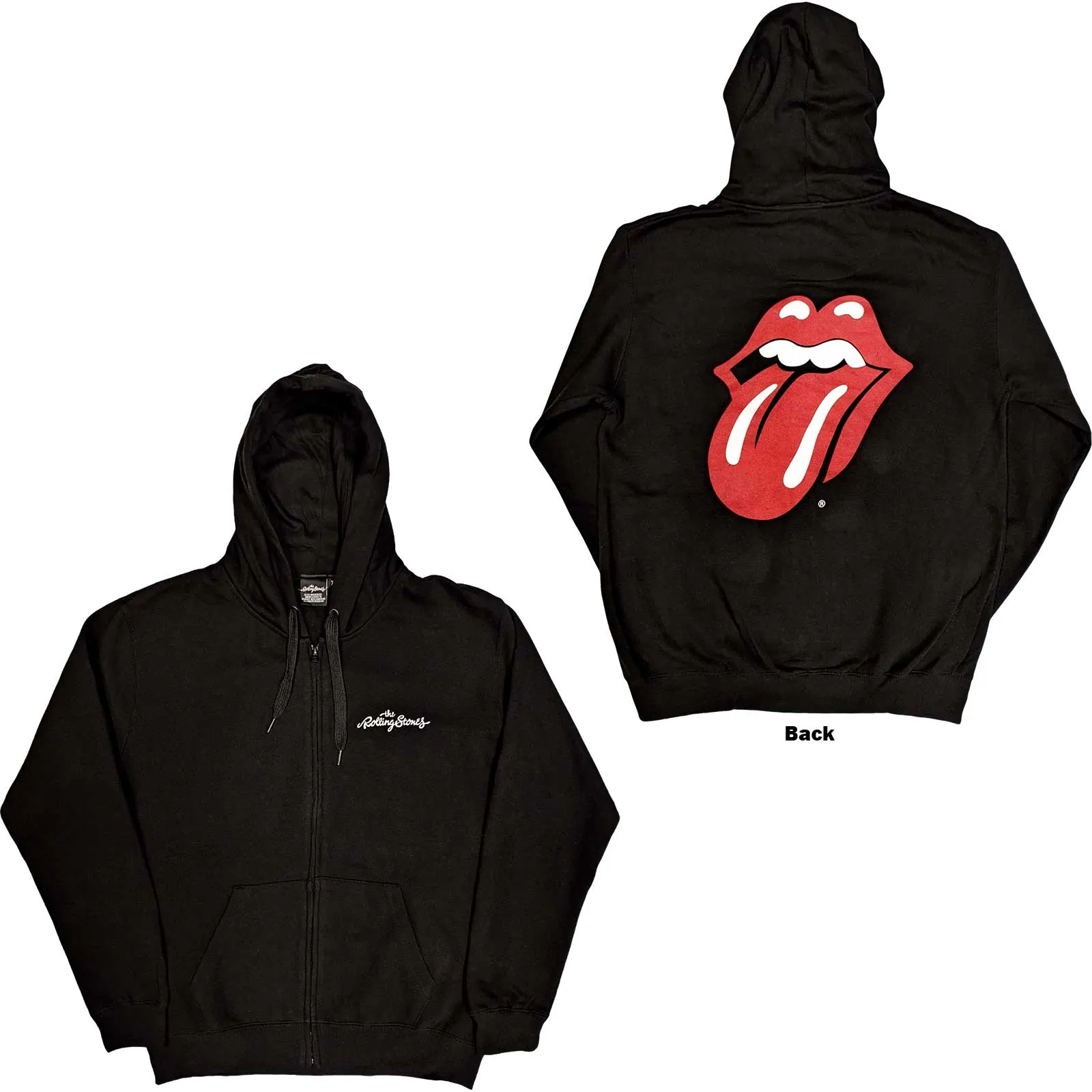 The Rolling Stones - Unisex Zipped Hoodie Classic Tongue Back Print artwork