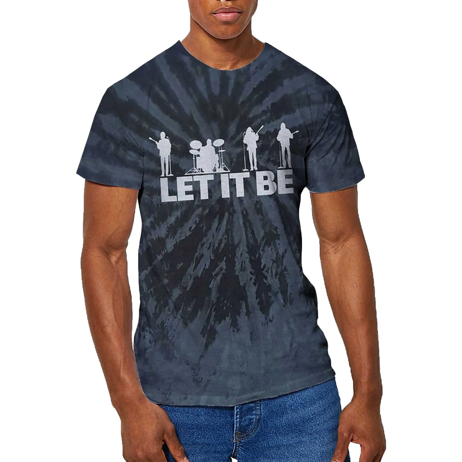 The Beatles - Unisex T-Shirt Let It Be Silhouette Dip Dye, Dye Wash artwork