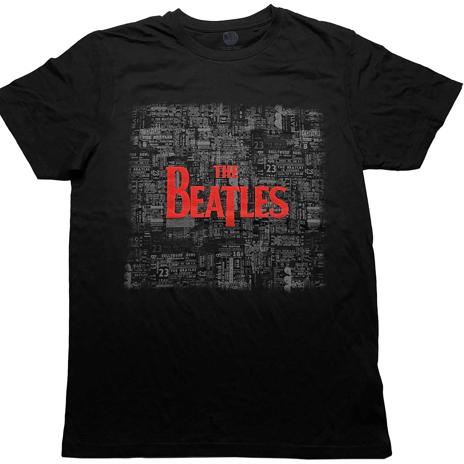 The Beatles - Unisex T-Shirt Tickets & Logo Puff Print artwork