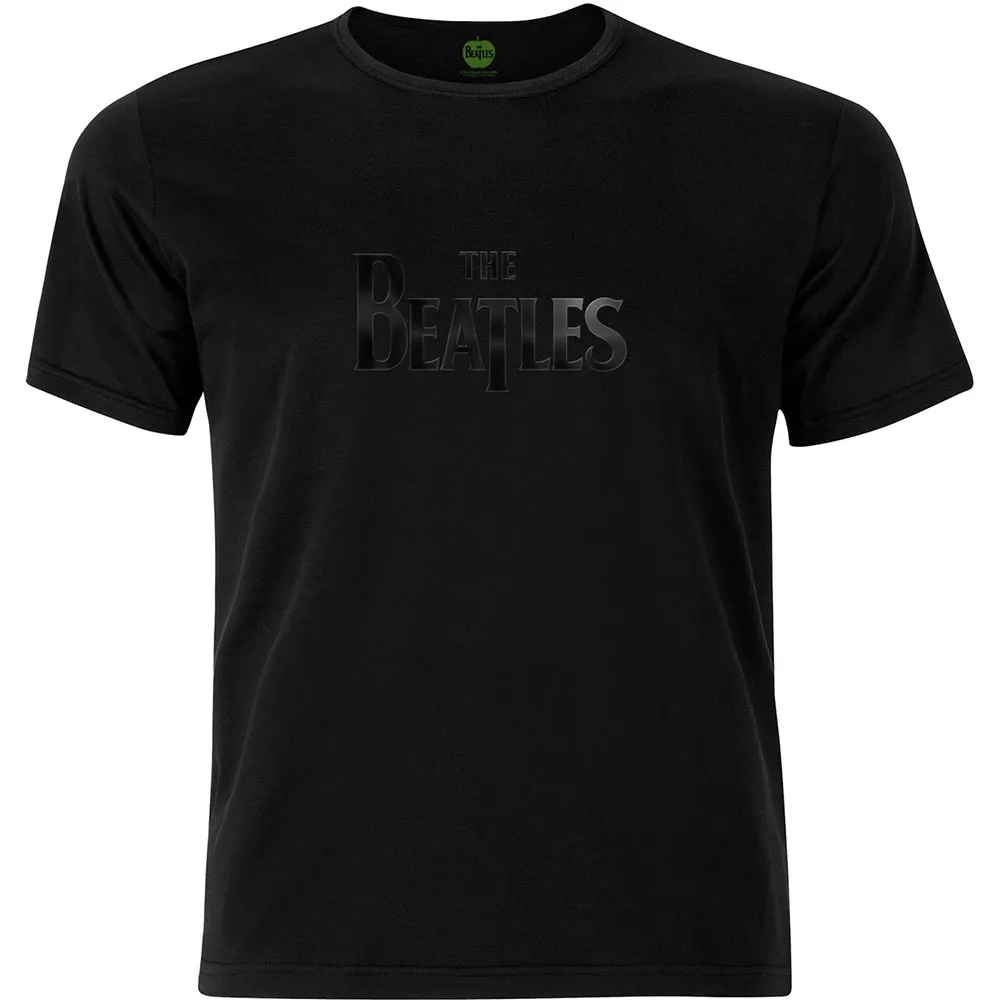 The Beatles - Unisex Hi-Build T-Shirt Drop T Logo Hi-Build, Black-On-Black artwork