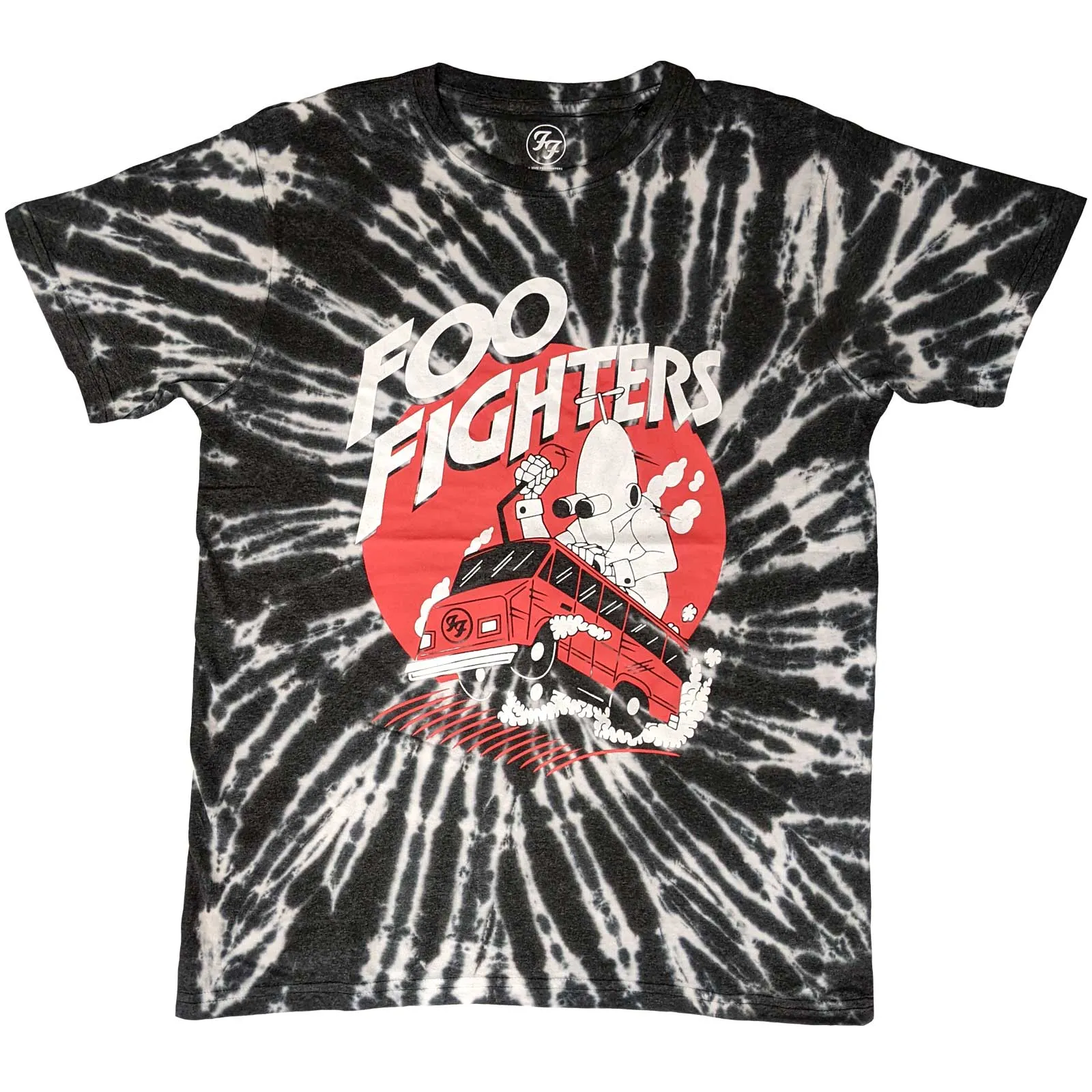 Foo Fighters - Unisex T-Shirt Speeding Bus Dip Dye, Dye Wash artwork