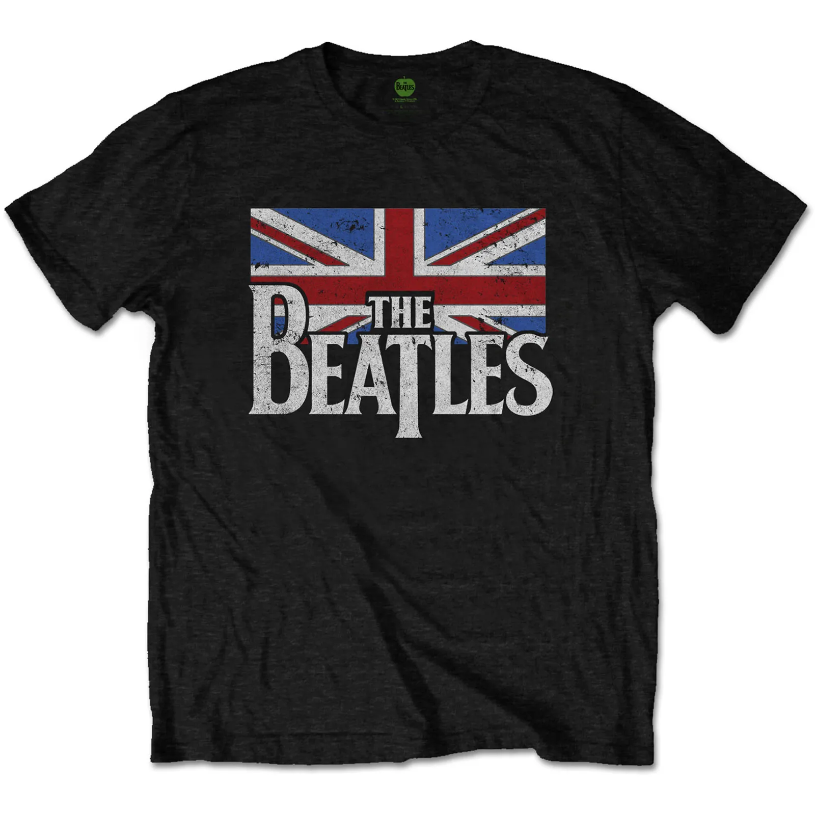 The Beatles - Unisex T-Shirt Drop T Logo & Vintage Flag artwork